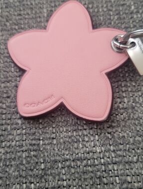 Coach Pink Flower Leather Keyring Charm